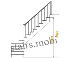 Лестница К-001м/1 П c подступенками сосна под покраску (6уп)